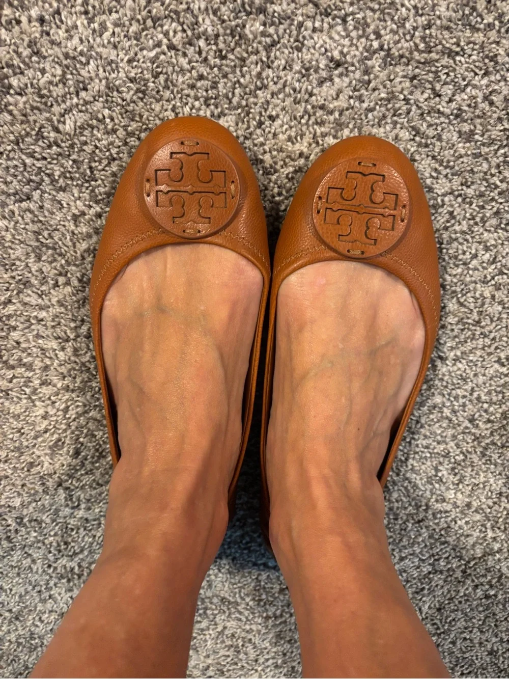 Tory Burch Leather Minnie Travel Ballet Flats in Vintage Vachetta